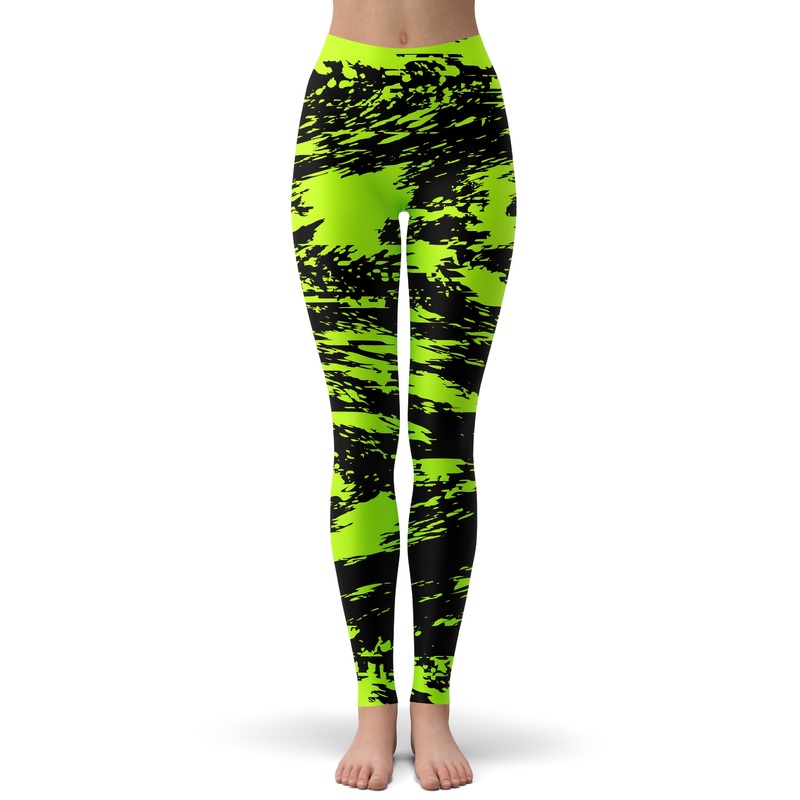 Black Lime Bolt Glitch Leggings