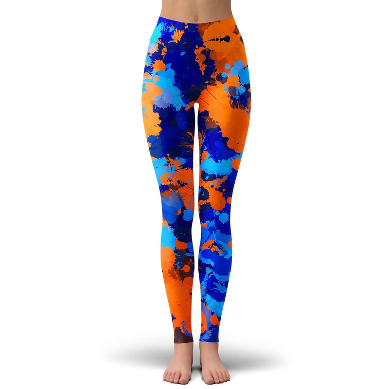 Blue and Orange Paint Splatter 2 Leggings