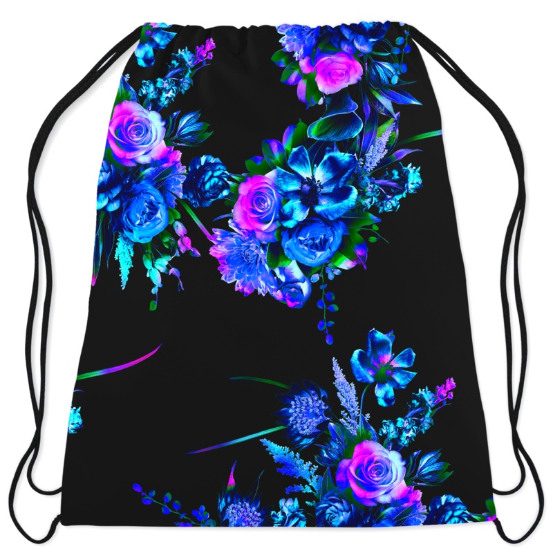 Midnight Garden Drawstring Bag