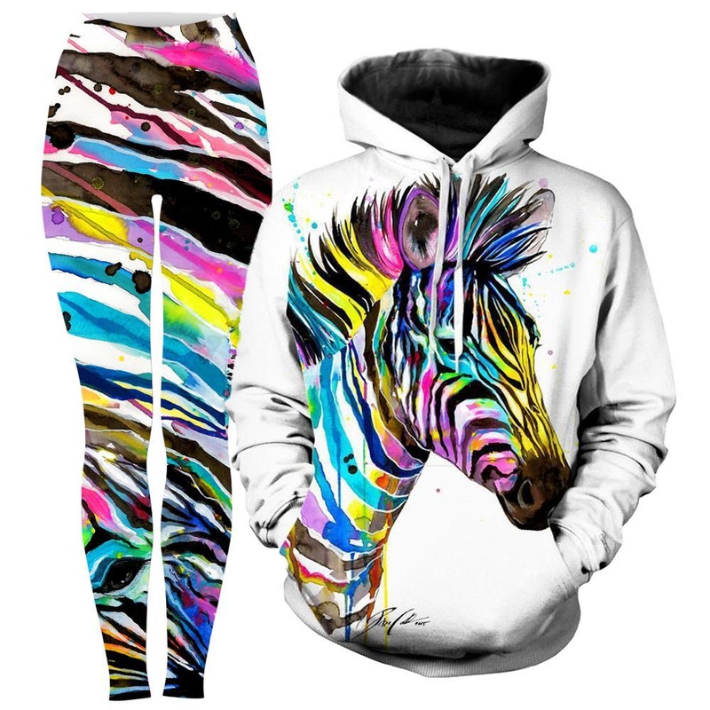 Zebra Bunt Hoodie and Leggings Combo