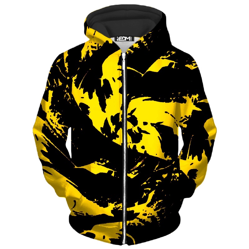 Black and Yellow Paint Splatter Unisex Zip-Up Hoodie