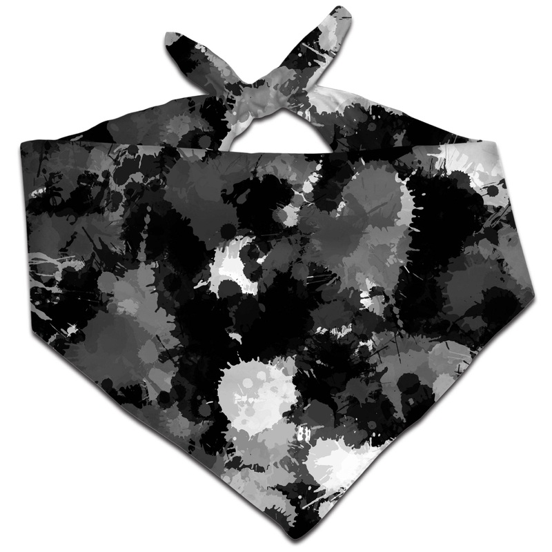 Black White and Grey Paint Splatter Bandana