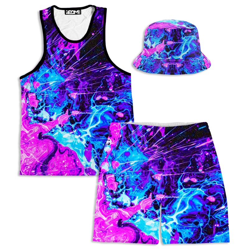 Cosmic Burst Men's Tank and Shorts with Bucket Hat Combo