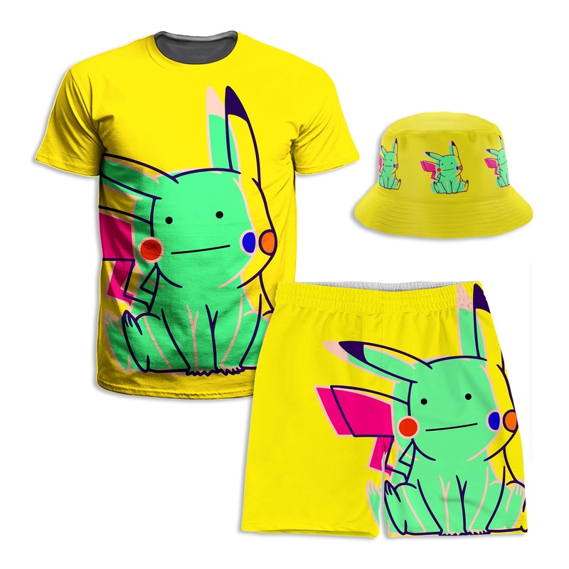Ditto Pikachu T-Shirt and Shorts with Bucket Hat Combo