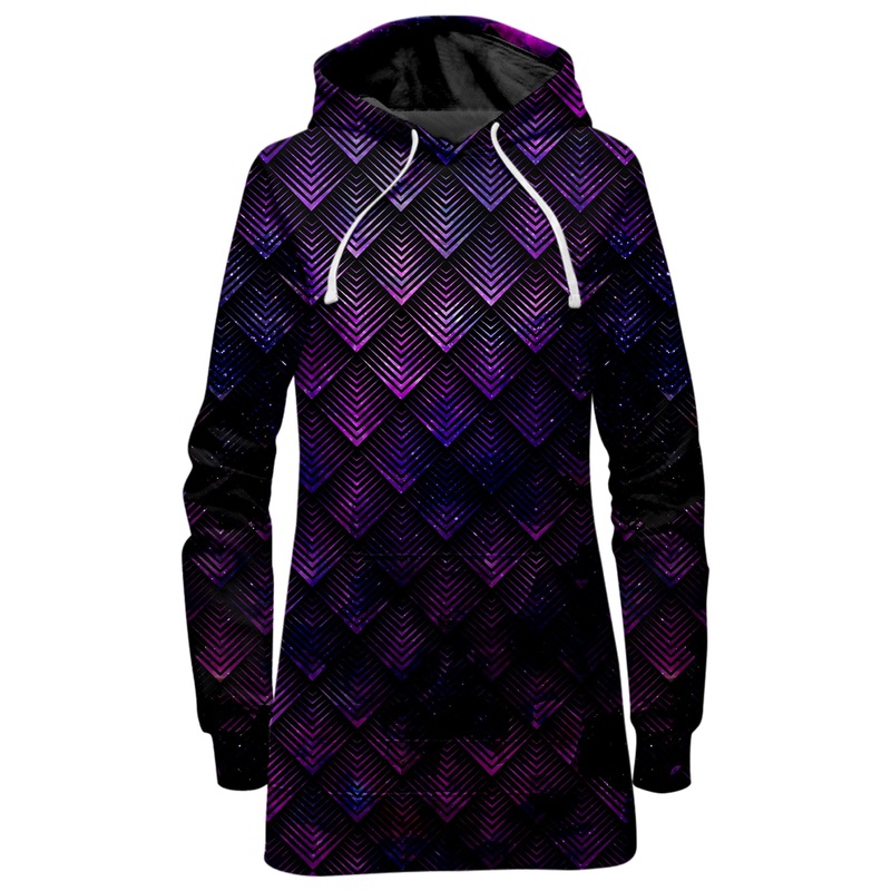 Galactic Dragon Scale Purple Hoodie Dress