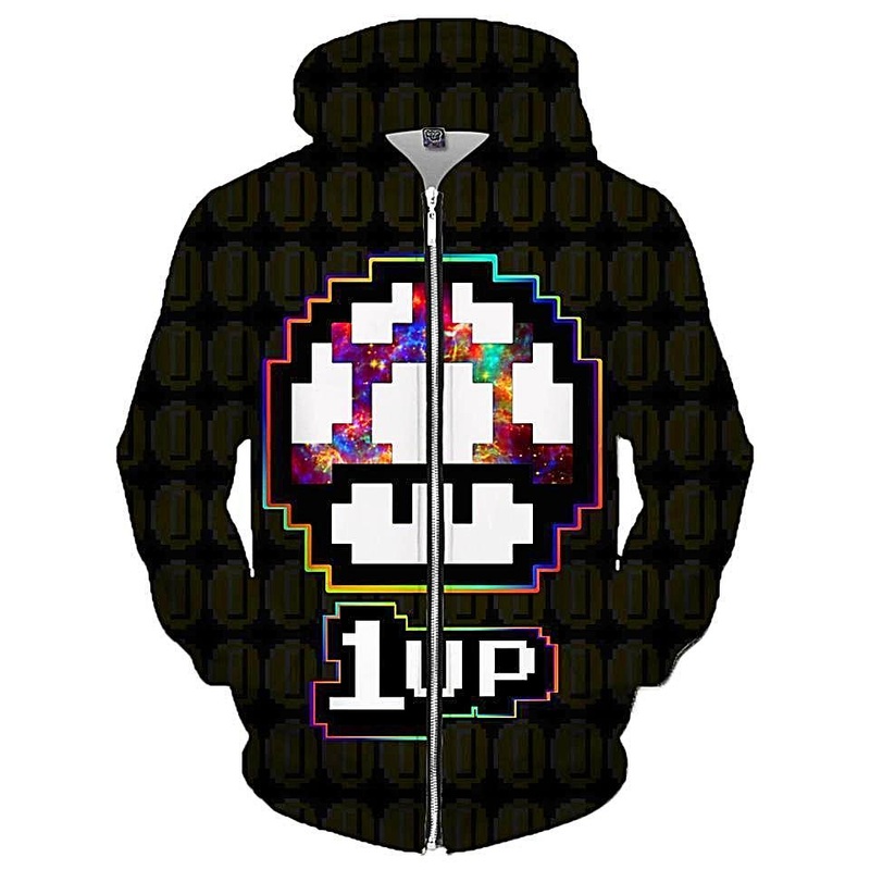 Level Up Mushroom Unisex Zip-Up Hoodie