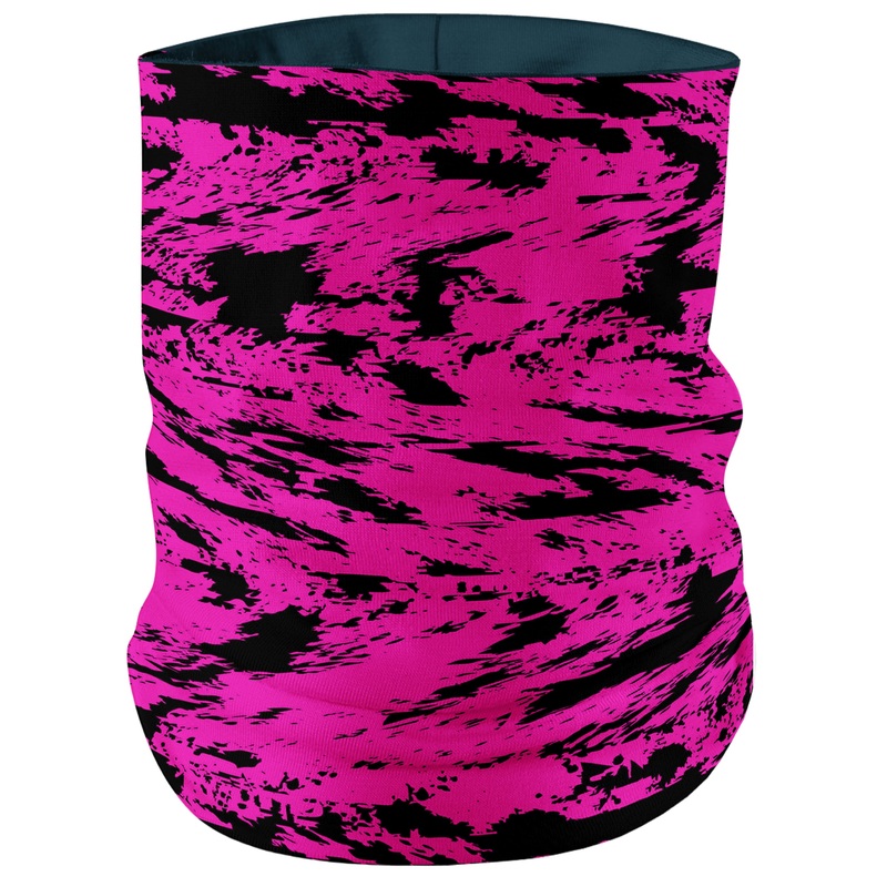 Pink and Black Rave Glitch Splatter Bandana Mask