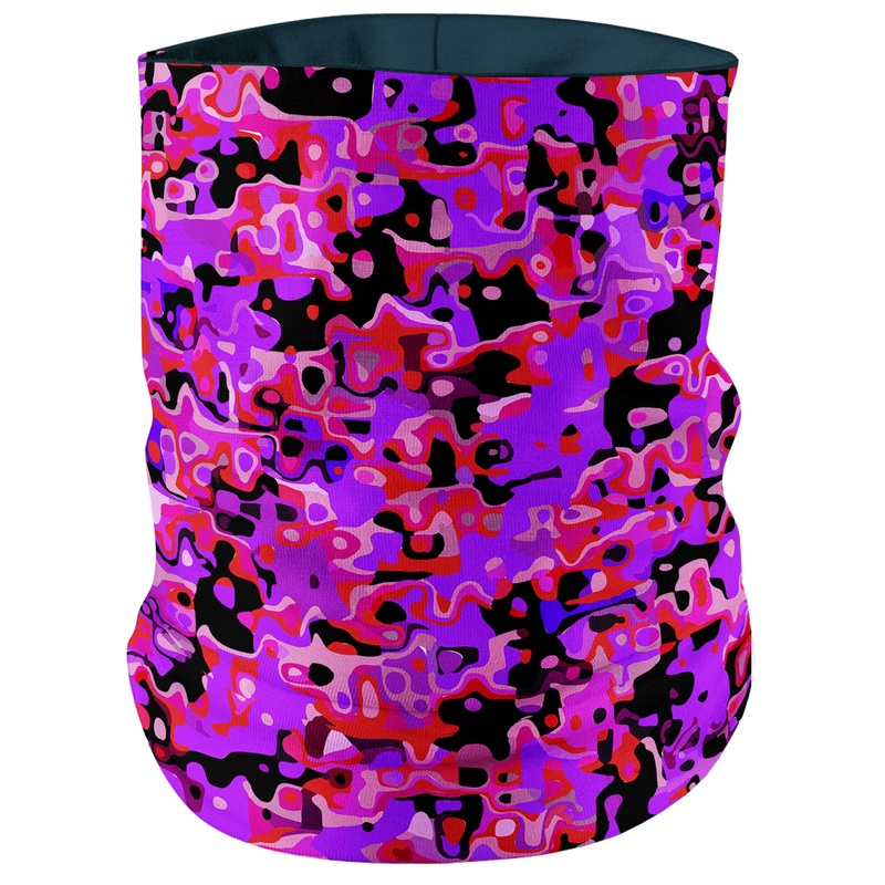 Purple Red and Black Rave Camo Melt Bandana Mask