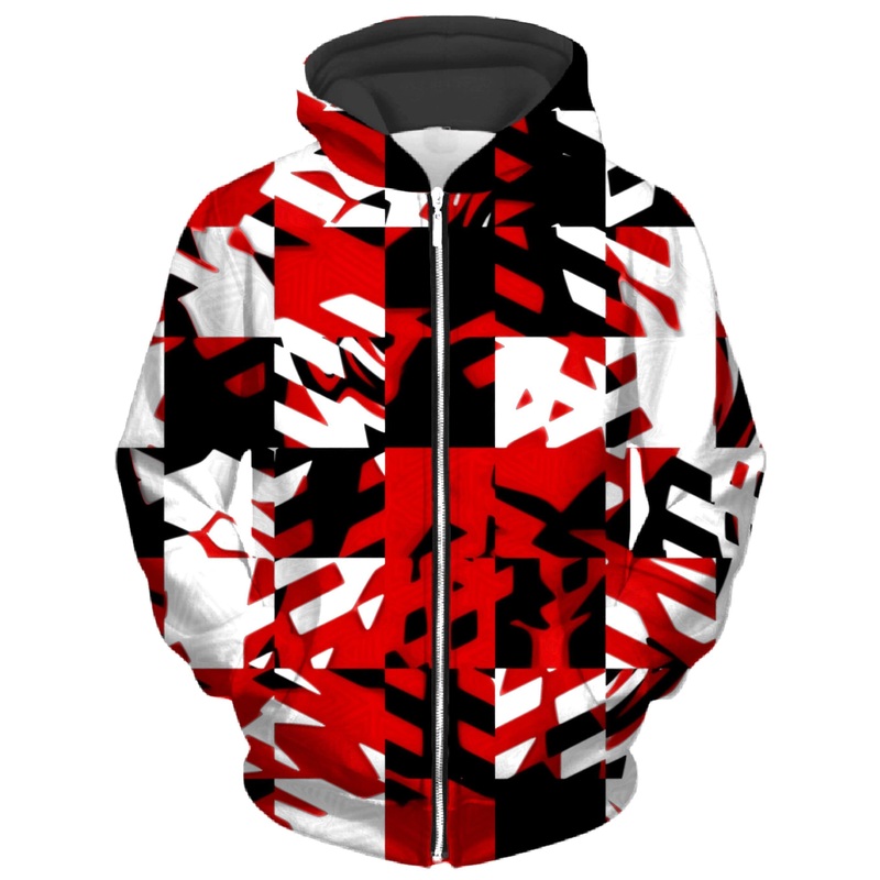 Red Digital Unisex Zip-Up Hoodie
