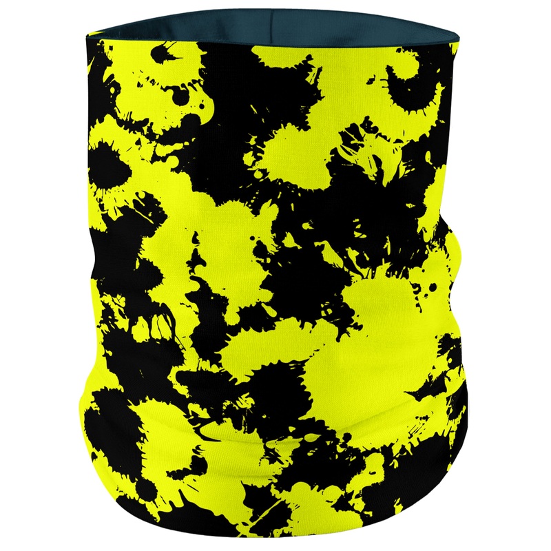 Yellow and Black Paint Splatter Bandana Mask