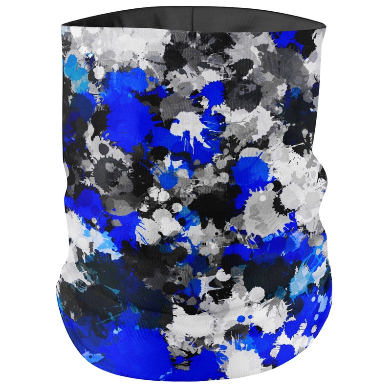 Blue and Grey Paint Splatter Bandana Mask