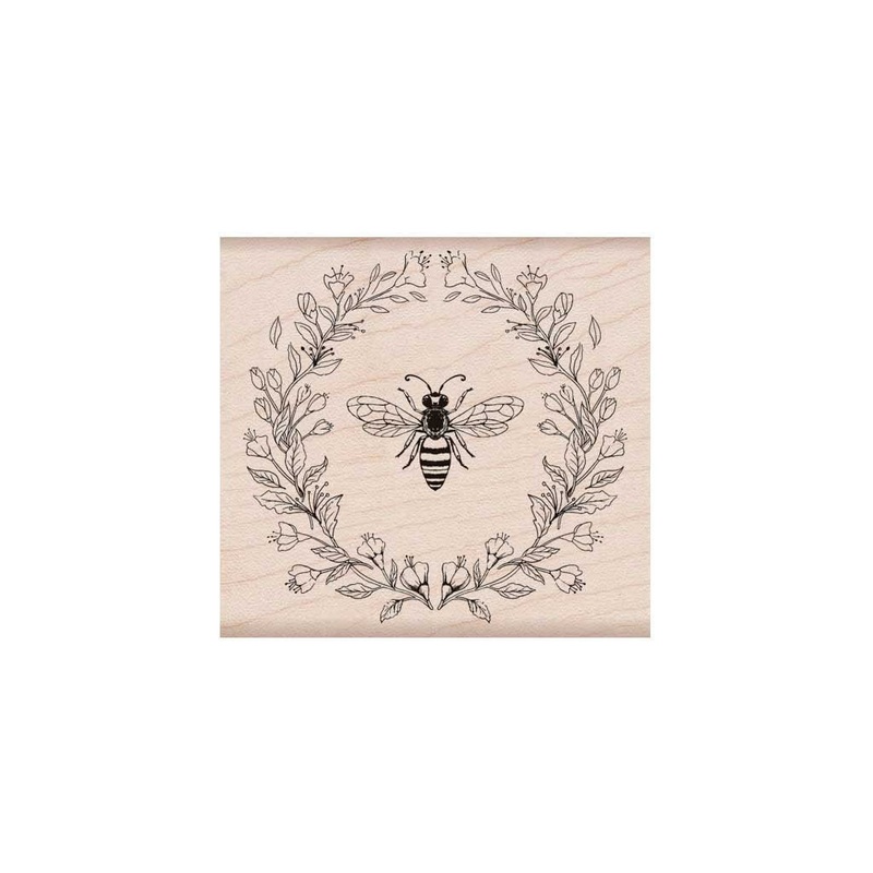 Antique Bee and Flowers Woodblock Stamp