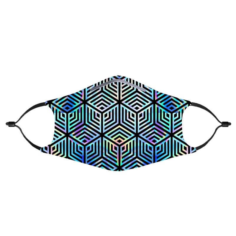 Holographic Hexagon Face Mask With (4) PM 2.5 Carbon Inserts