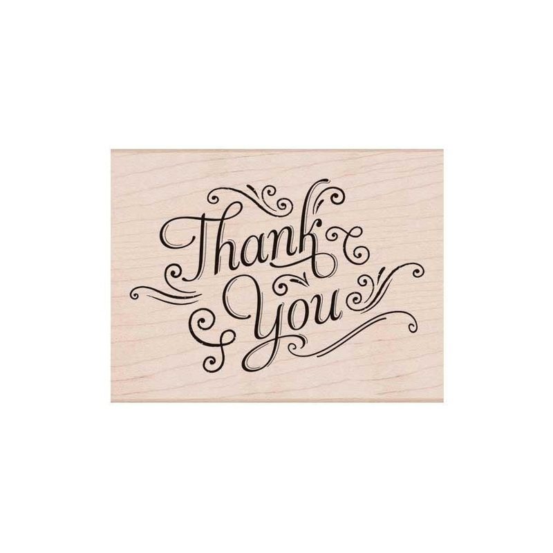 Thank You With Flourishes Woodblock Stamp