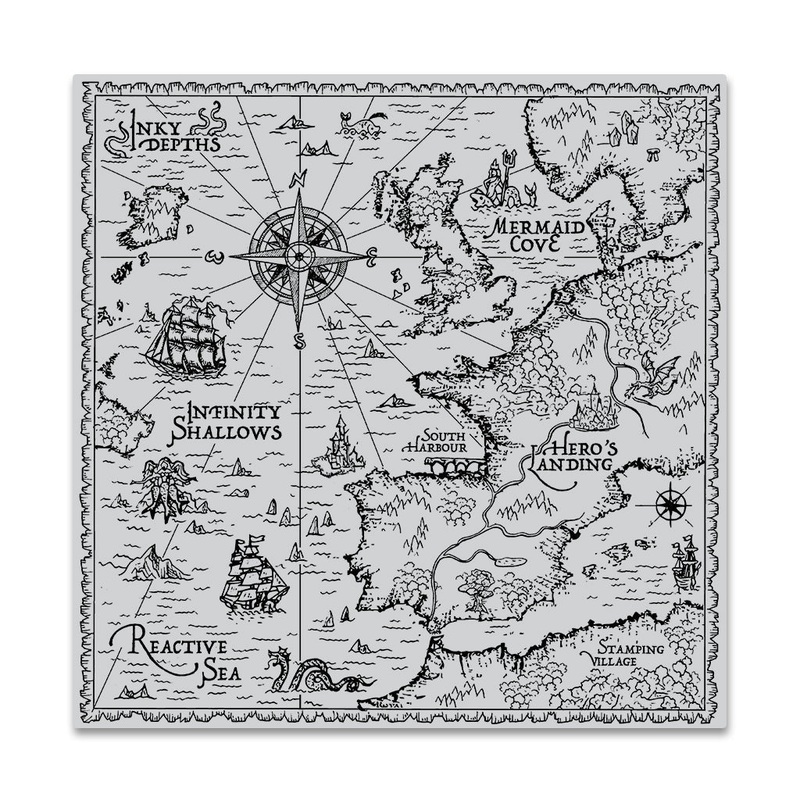 Antique Hero Map Bold Prints Cling Stamp