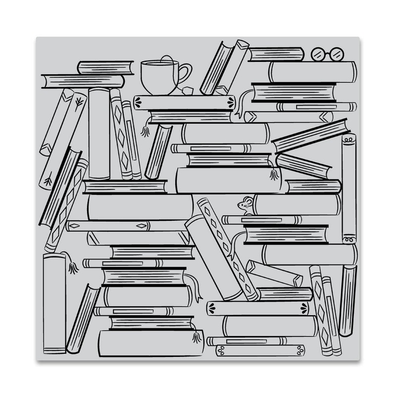 Book Stacks Bold Prints Cling Stamp