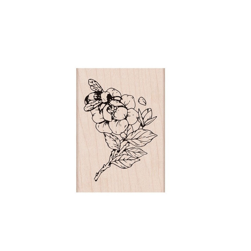 Bee and Floral Woodblock Stamp