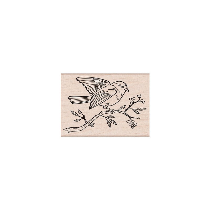 Bird on a Branch Woodblock Stamp