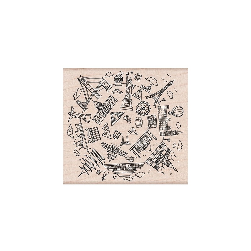 Architectural Wonders of the World Woodblock Stamp