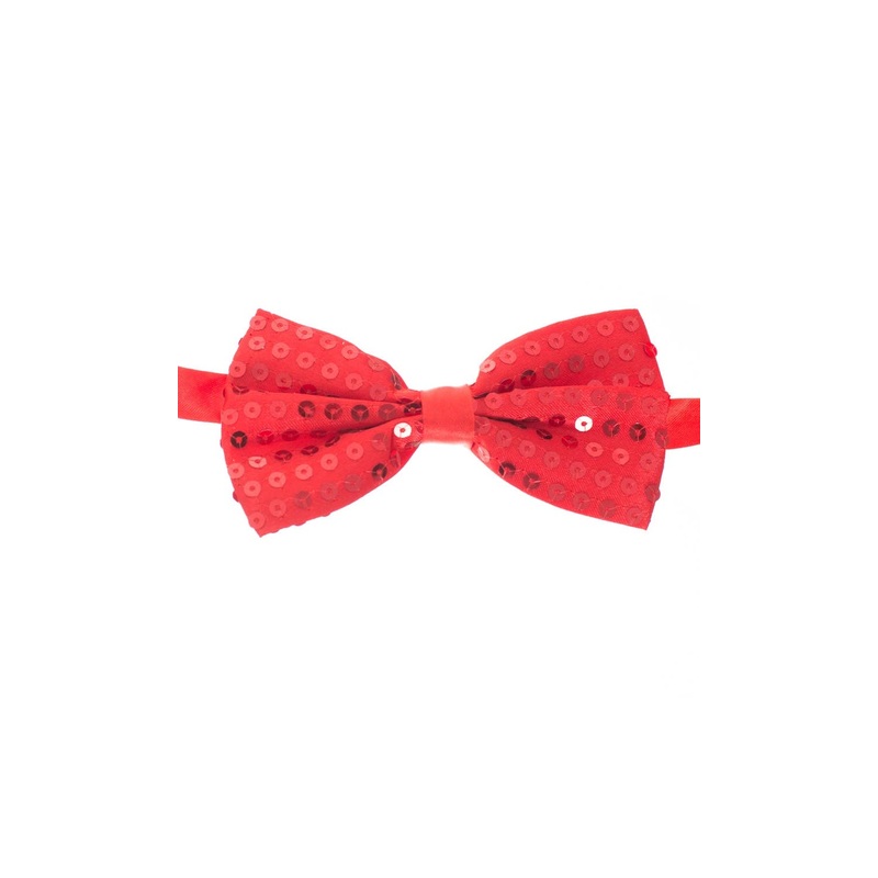Sequined Red Satin Bow Tie