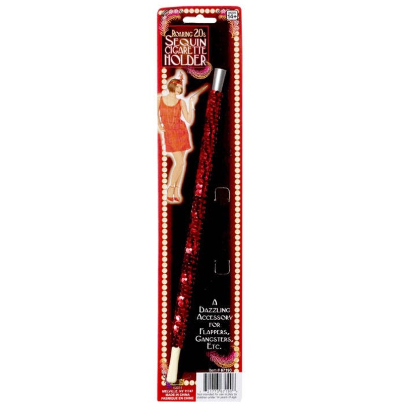 Sequinned Red 1920s Cigarette Holder Costume Accessory
