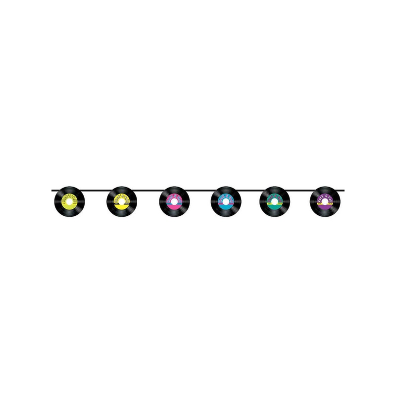 50s Rock N Roll Record Banner Party Decoration