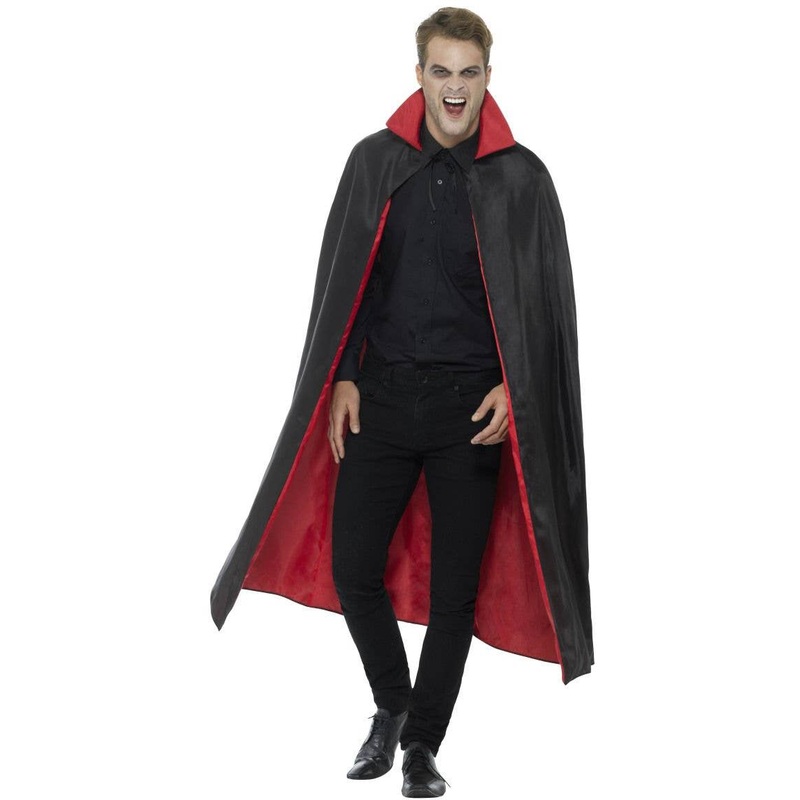 Reversible Long Black and Red Halloween Cape