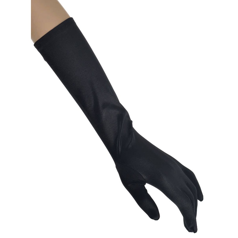Satin Black Elbow Length Costume Gloves