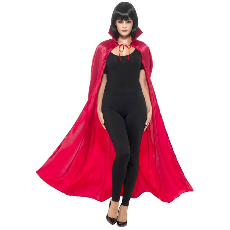 Satin Red Devil Cape With High Collar