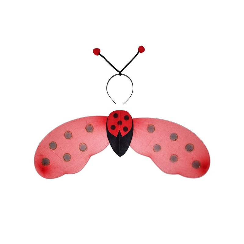 Cute Red Ladybug Wings and Headband Set