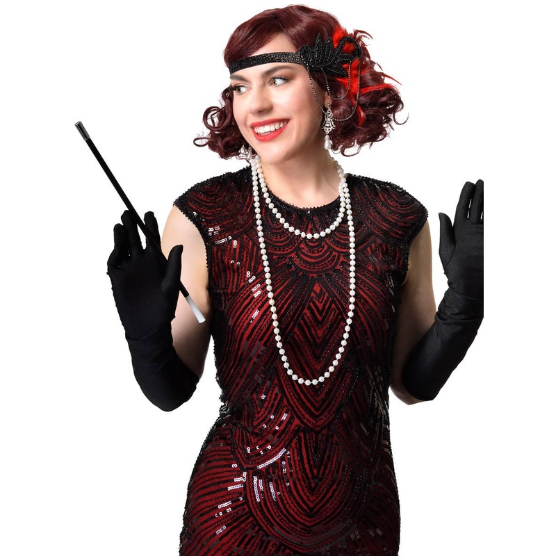 Dazzling Red Deluxe 5 Piece 1920s Gatsby Accessory Set