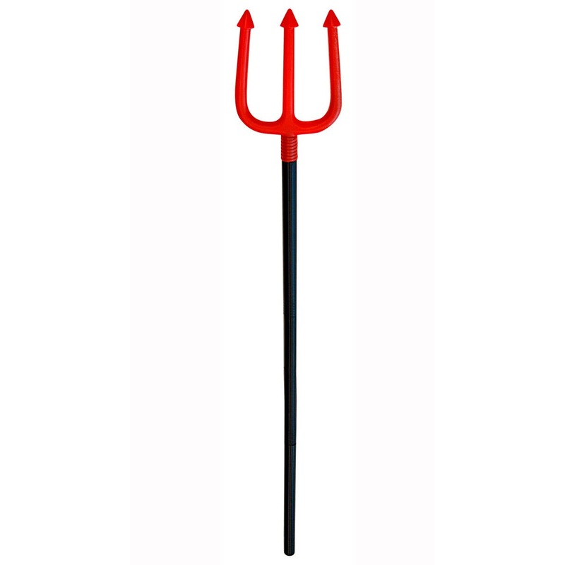 Devilish Red Plastic Pitchfork Halloween Weapon