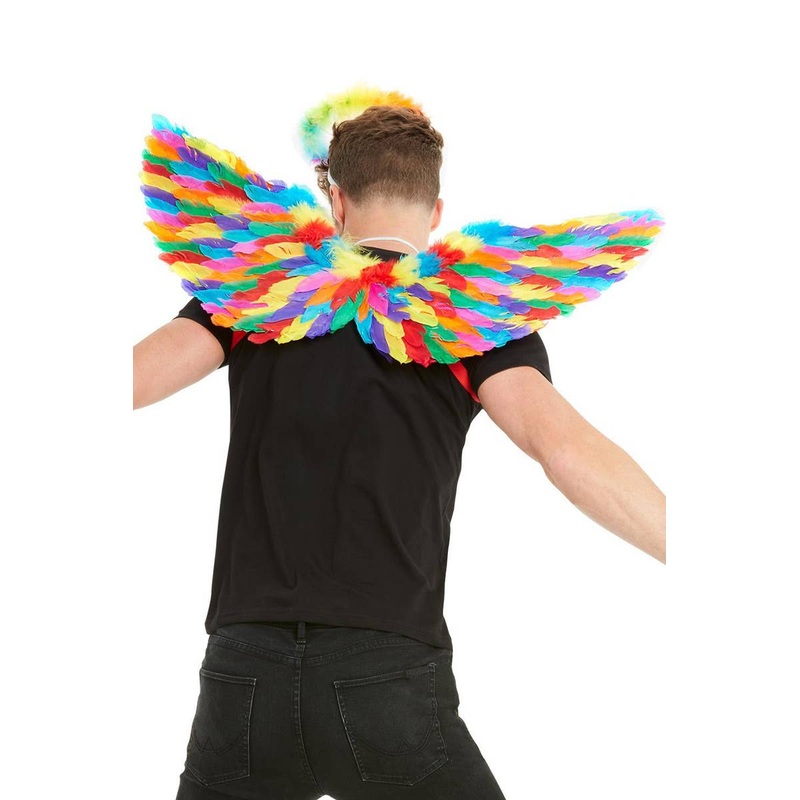 Pride Rainbow Feather Wings Costume Accessory