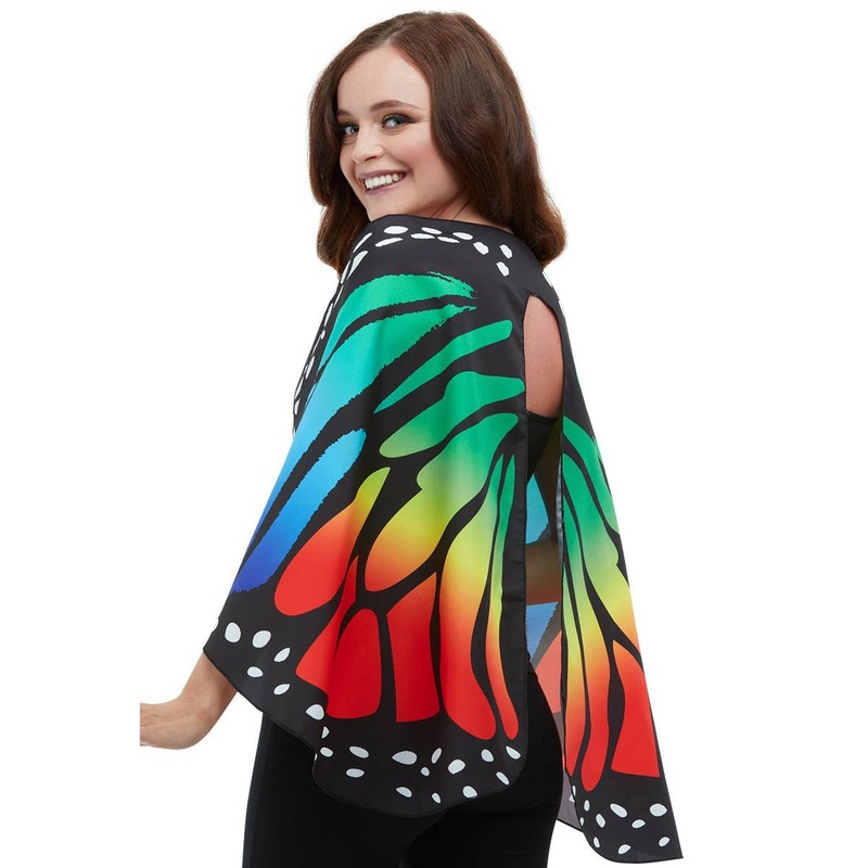 Rainbow Butterfly Print Fabric Costume Wings