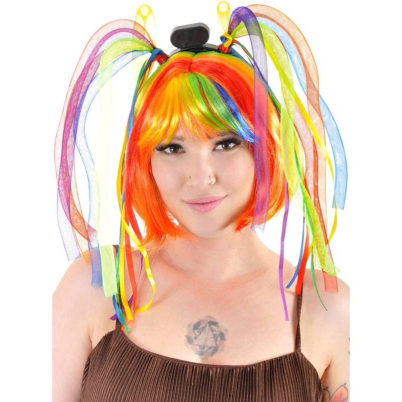 Rainbow Cyberlox Dread Falls Headband with Ribbons