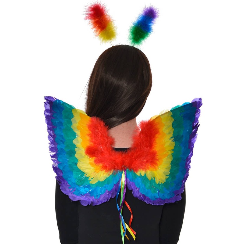 Rainbow Feather Mini Wings Costume Accessory