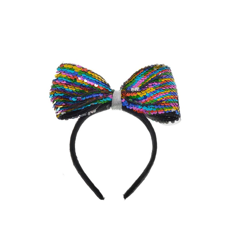 Sequined Rainbow Bow Headband Accessory