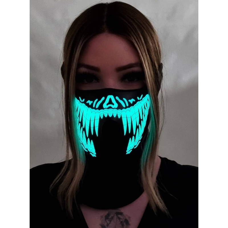 Sound Activated Reptile Yellow and Green Teeth Light Up Mask