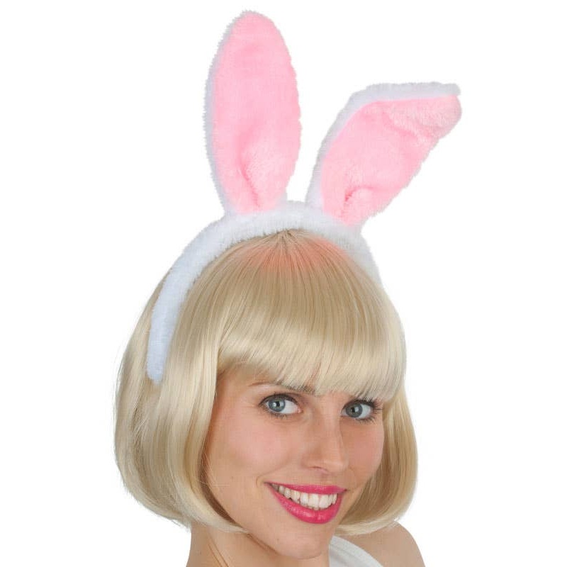 Plush White and Pink Bunny Ears