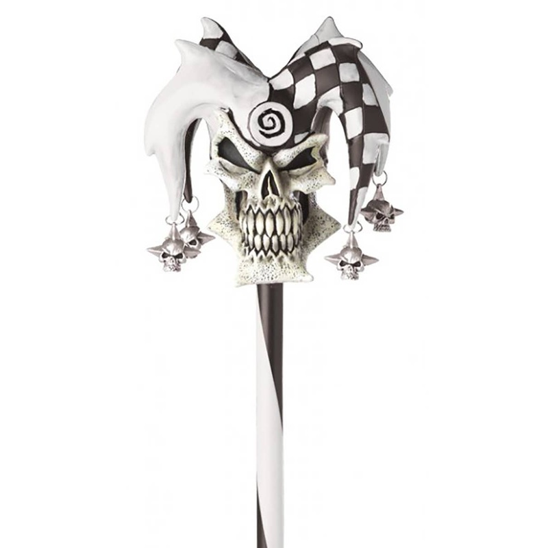 Psycho Jester Black and White Halloween Cane