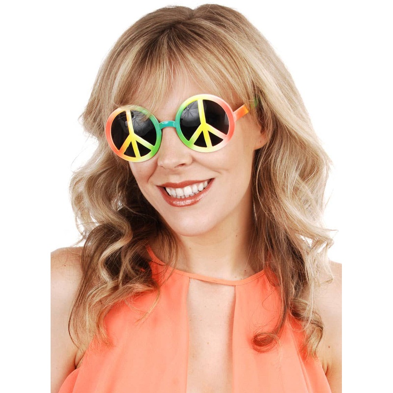 Peace Sign Novelty Rainbow Costume Glasses
