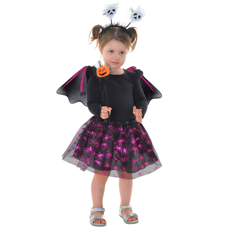 Sparkly Pink and Black Kids Halloween Tutu Set