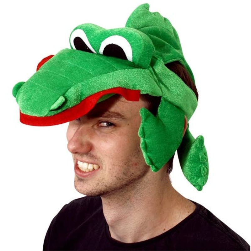Novelty Green Crocodile Costume Hat
