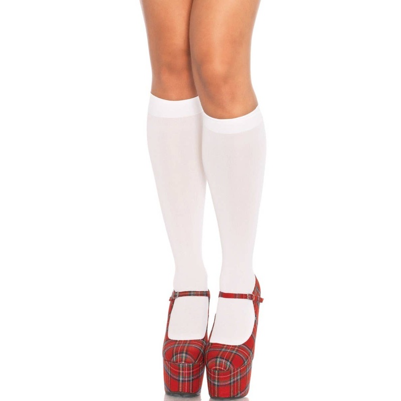Opaque White Knee High Stockings