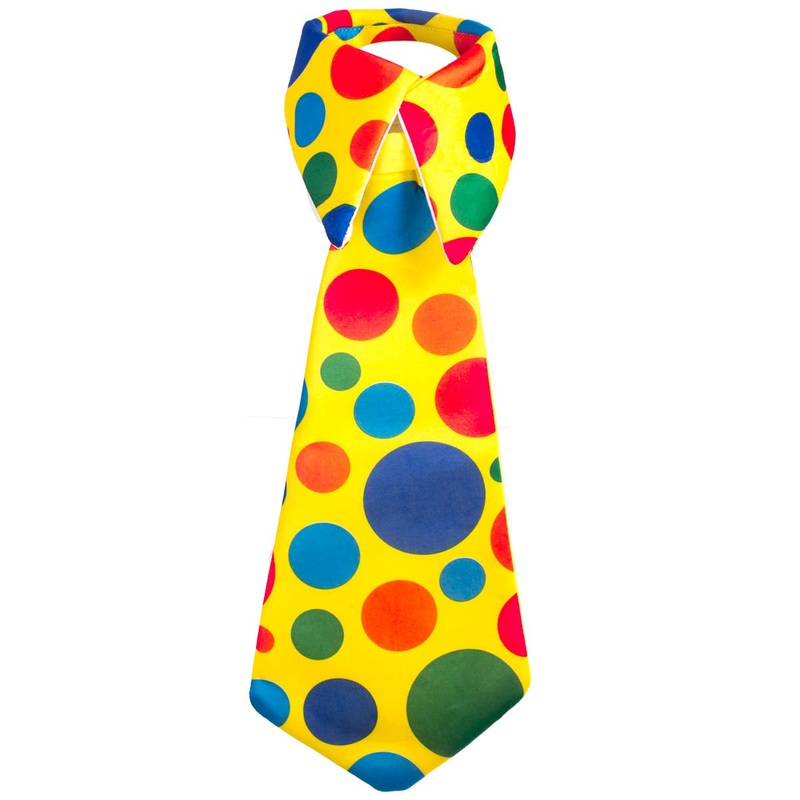 Polka Dot Yellow Clown Tie with White Collar
