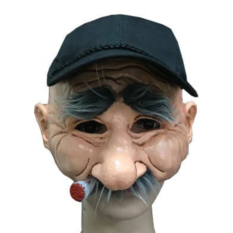 Smoking Novelty Old Man Half Mask with Hat