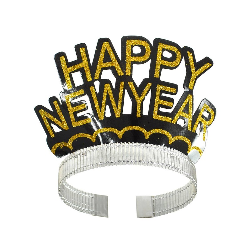 Sparkly Gold Pack of 6 Happy New Year Party Crowns