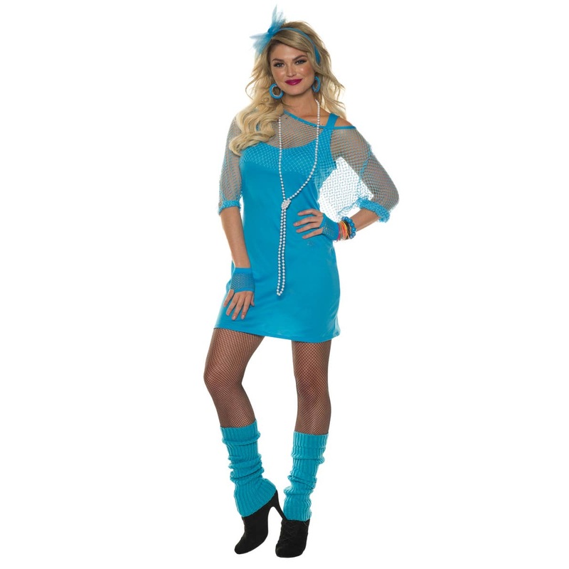 1980s Neon Blue Dress and Tank Womens Costume
