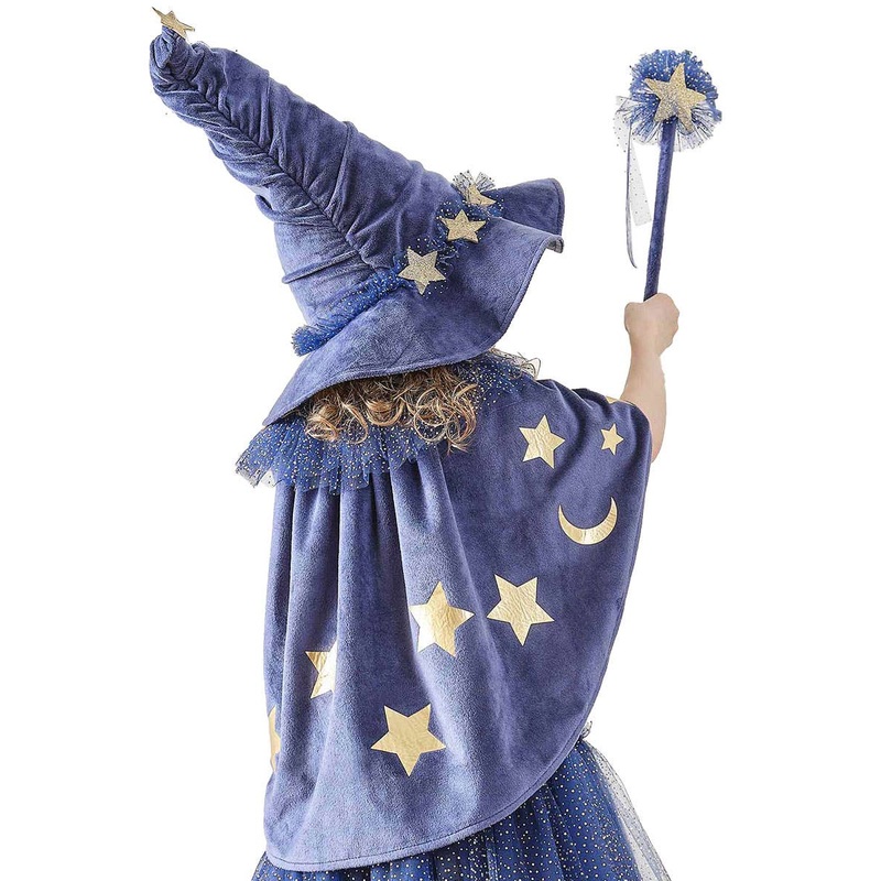 Sparkle Wizard Girls Deluxe Navy Plush Cape