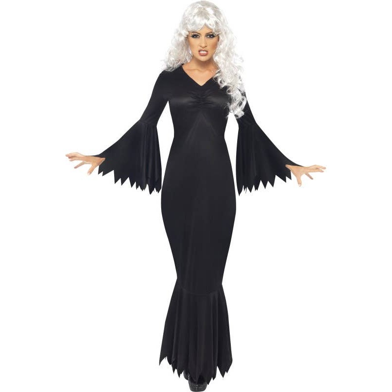 Midnight Vamp Womens Long Black Halloween Costume